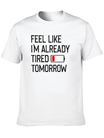 Camiseta Negra con Diseño de Batería Baja Feel Tired