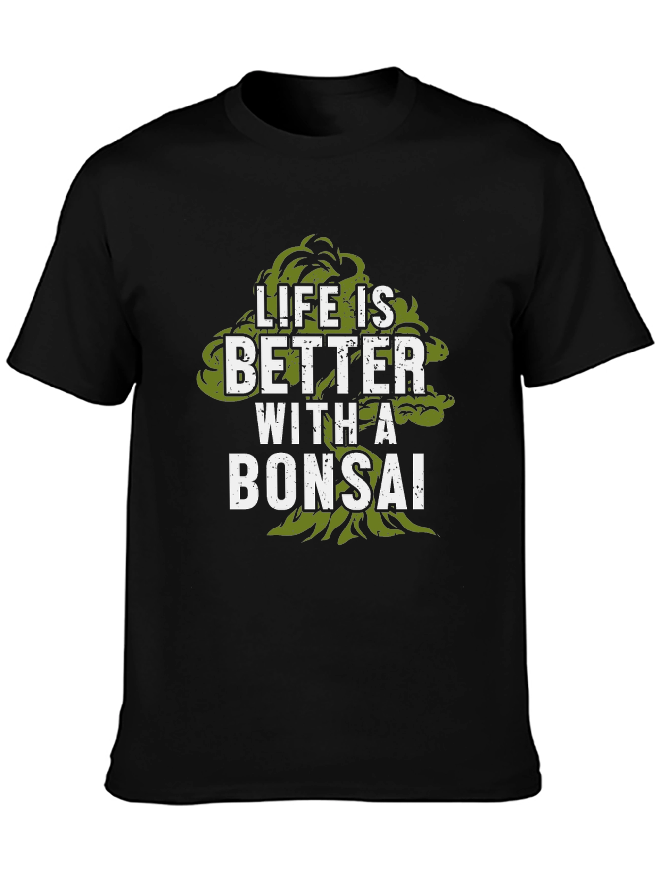 Camiseta Negra con Diseño de Bonsái