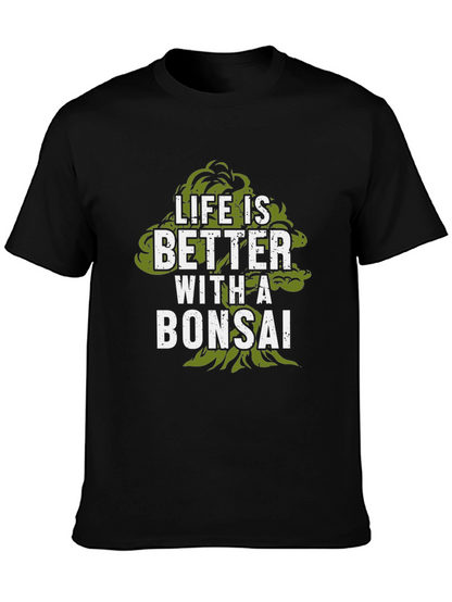 Camiseta Negra con Diseño de Bonsái