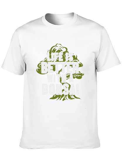 Camiseta Negra con Diseño de Bonsái