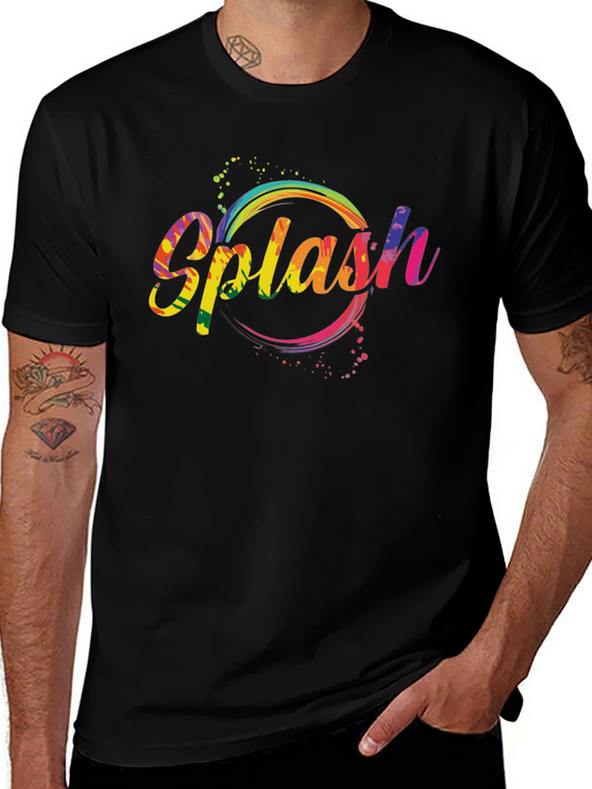 Camiseta Negra con Diseño Splash Multicolor