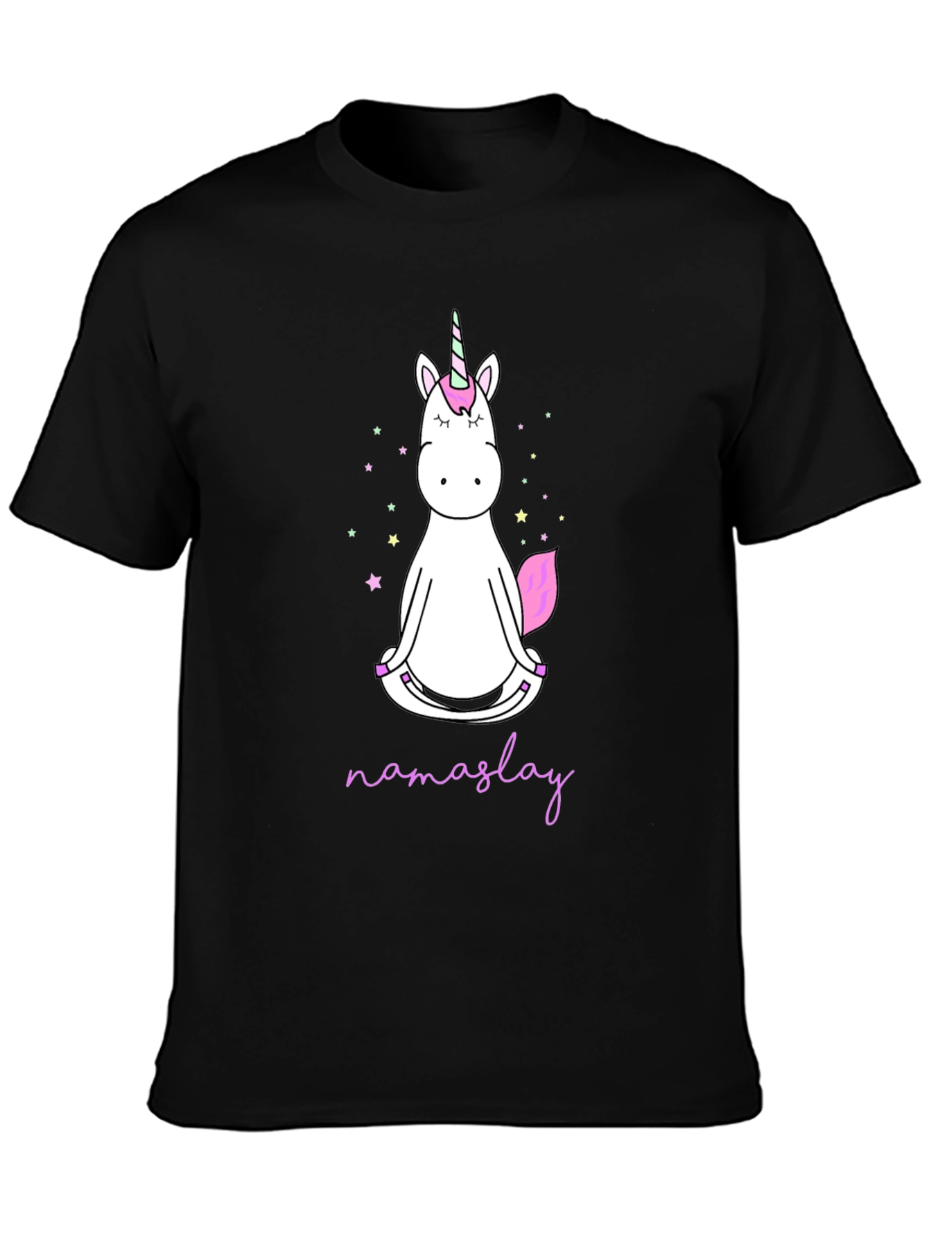 Camiseta Negra Unicornio Namaslay Yoga Hombre