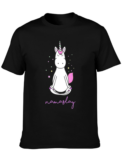 Camiseta Negra Unicornio Namaslay Yoga Hombre