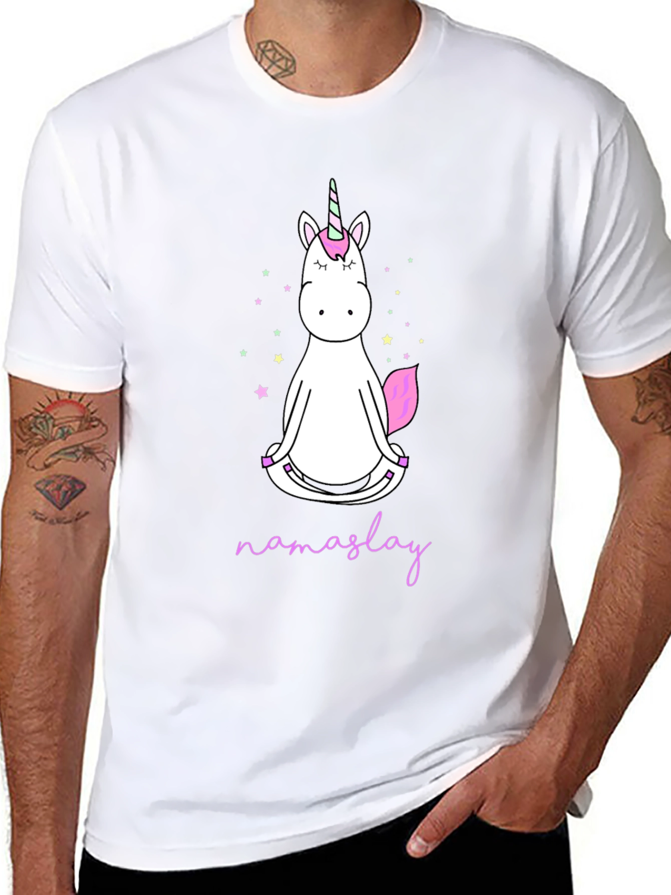 Camiseta Negra Unicornio Namaslay Yoga Hombre