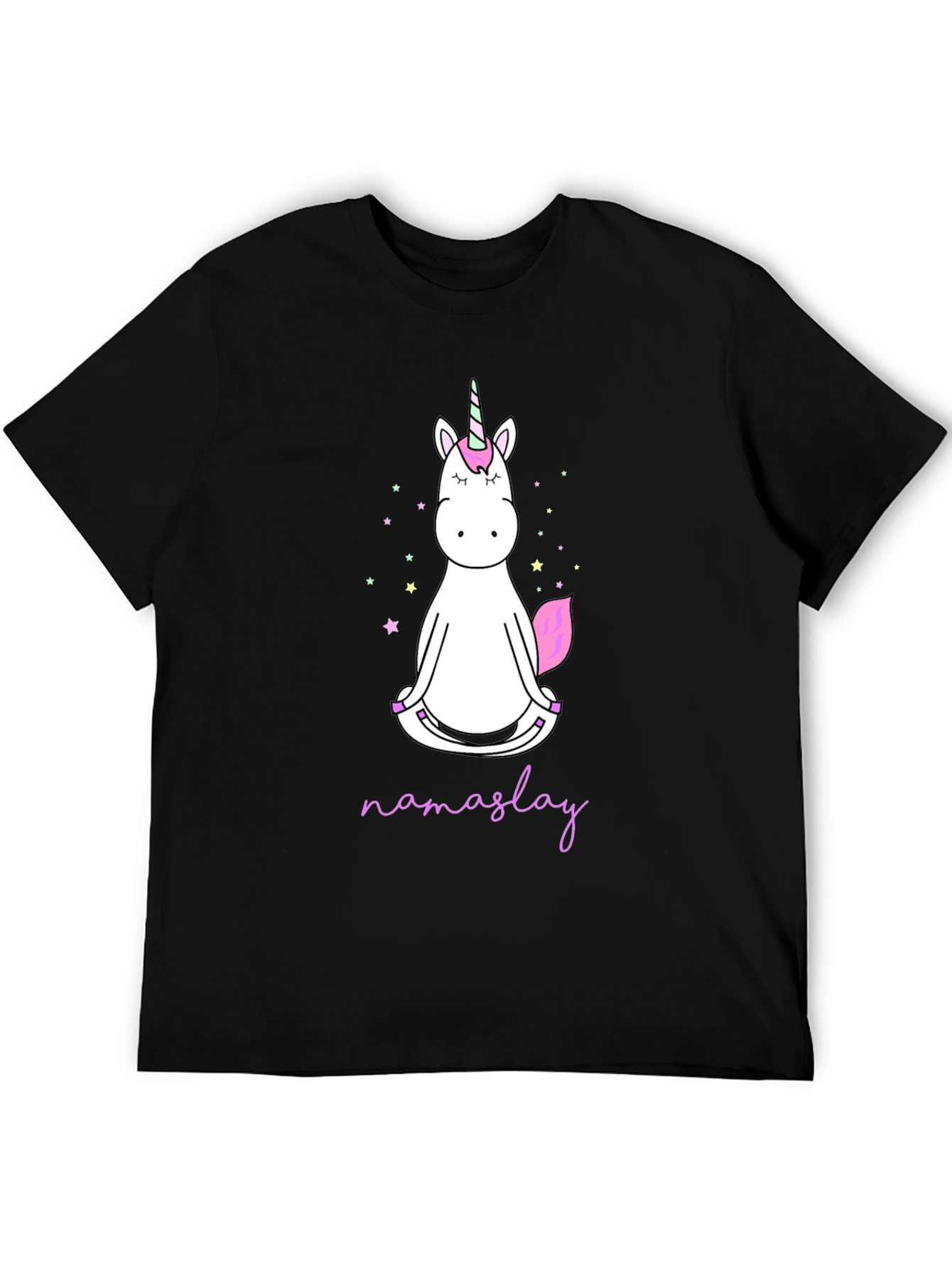 Camiseta Negra Unicornio Namaslay Yoga Hombre