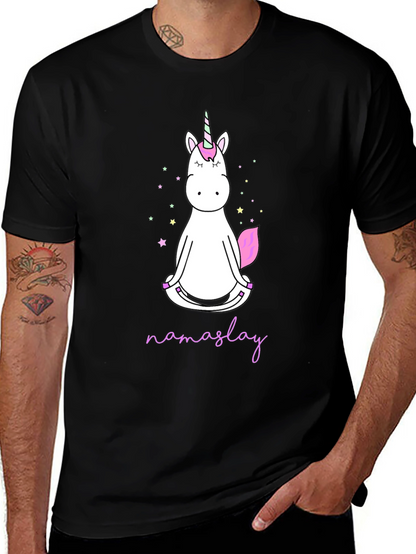 Camiseta Negra Unicornio Namaslay Yoga Hombre