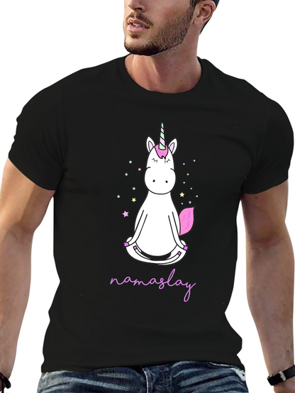 Camiseta Negra Unicornio Namaslay Yoga Hombre