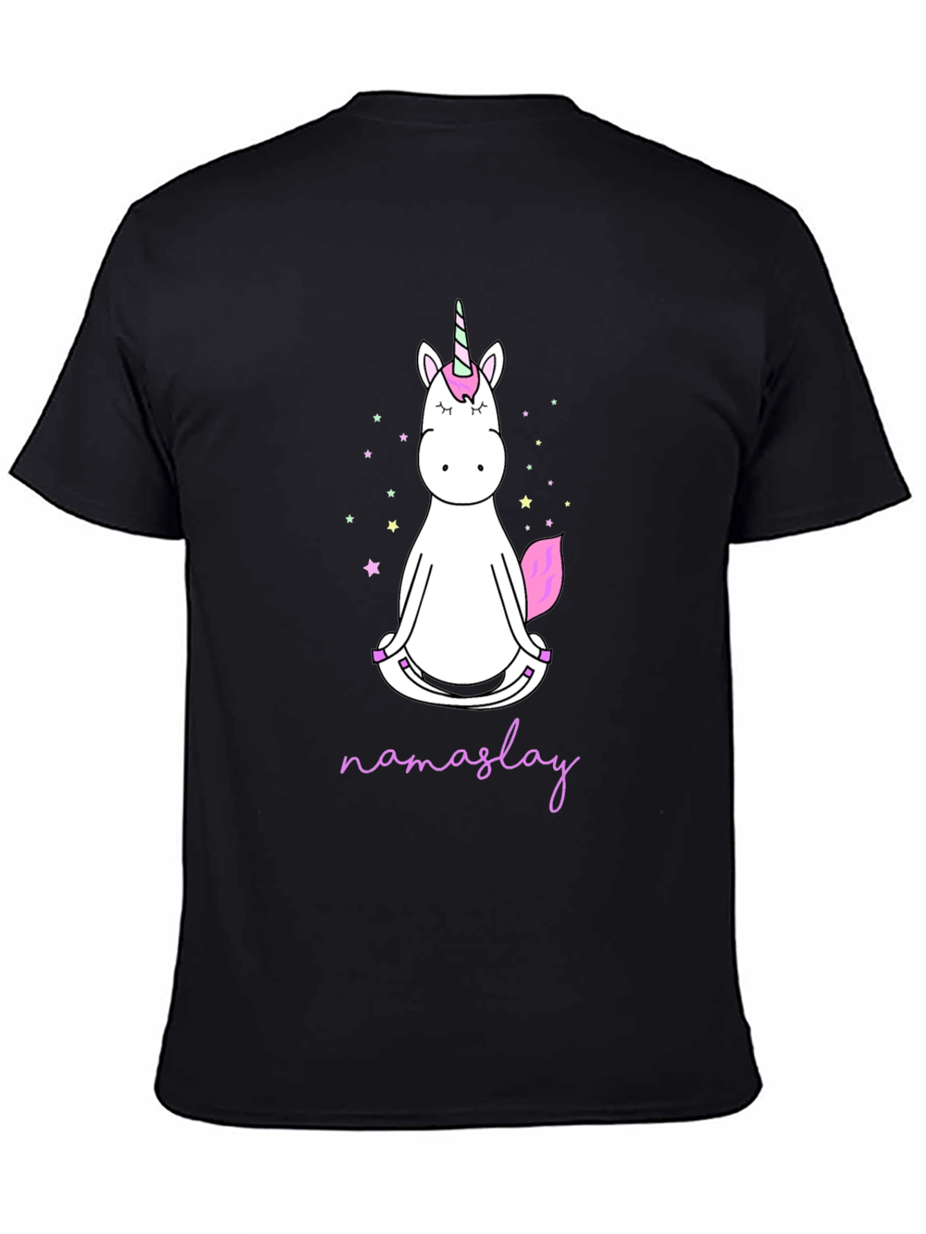 Camiseta Negra Unicornio Namaslay Yoga Hombre