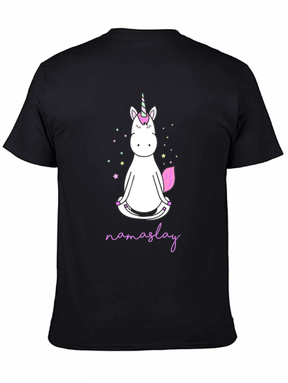 Camiseta Negra Unicornio Namaslay Yoga Hombre