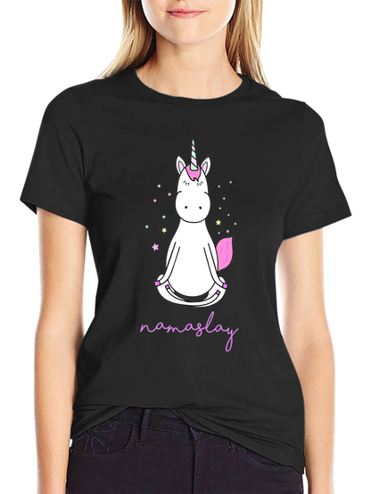 Camiseta Negra Unicornio Namaslay Yoga Hombre