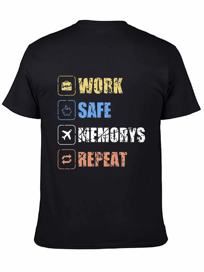 Camiseta Hombre Negra: Work Safe Memories Repeat