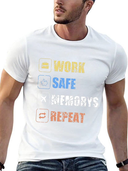 Camiseta Hombre Negra: Work Safe Memories Repeat
