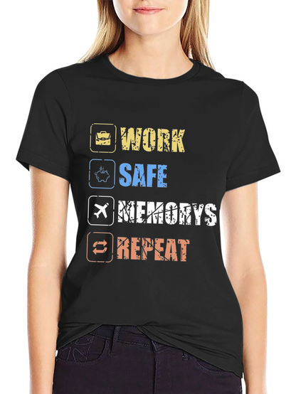 Camiseta Hombre Negra: Work Safe Memories Repeat