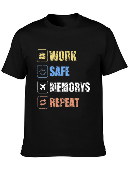 Camiseta Hombre Negra: Work Safe Memories Repeat