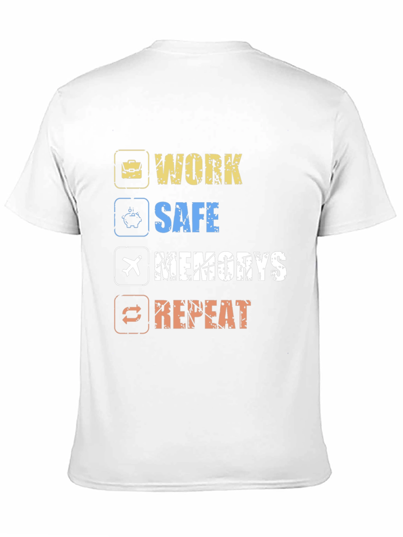 Camiseta Hombre Negra: Work Safe Memories Repeat