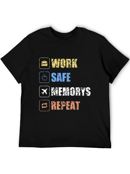 Camiseta Hombre Negra: Work Safe Memories Repeat