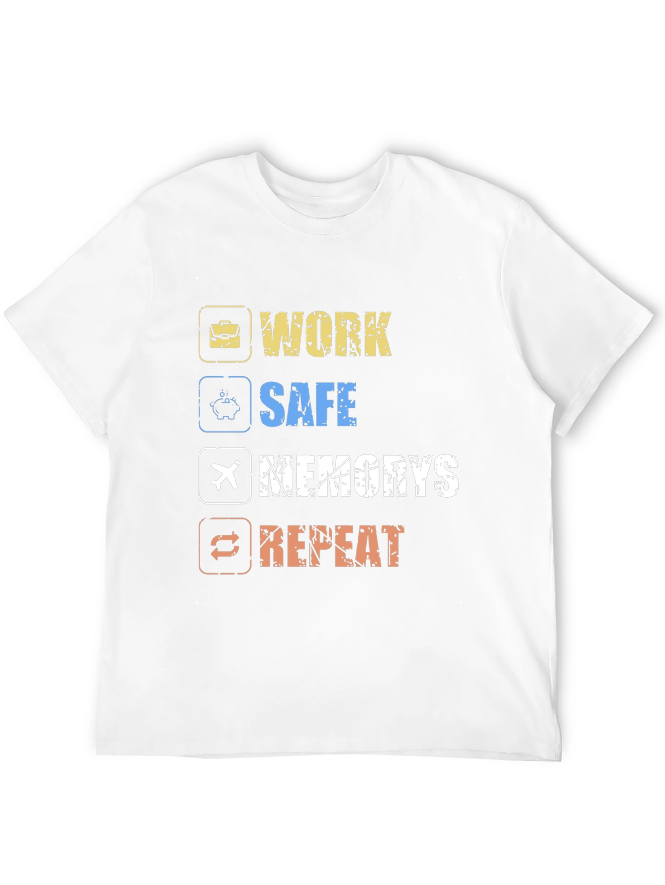 Camiseta Hombre Negra: Work Safe Memories Repeat