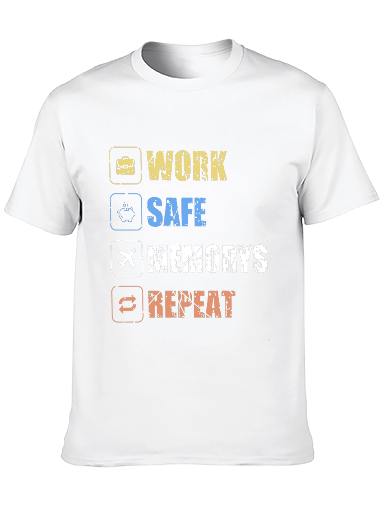 Camiseta Hombre Negra: Work Safe Memories Repeat