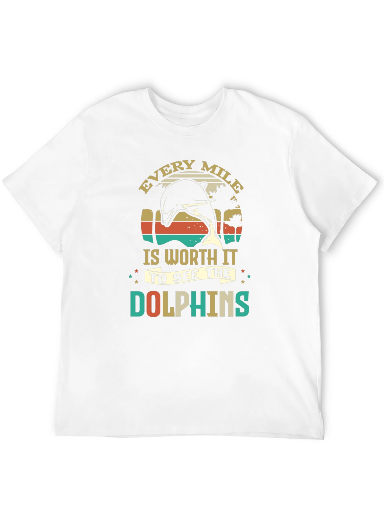 Camiseta Negra con Diseño de Delfines Retro