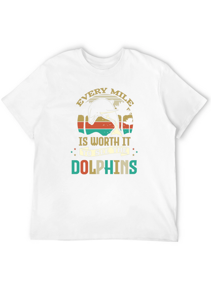 Camiseta Negra con Diseño de Delfines Retro