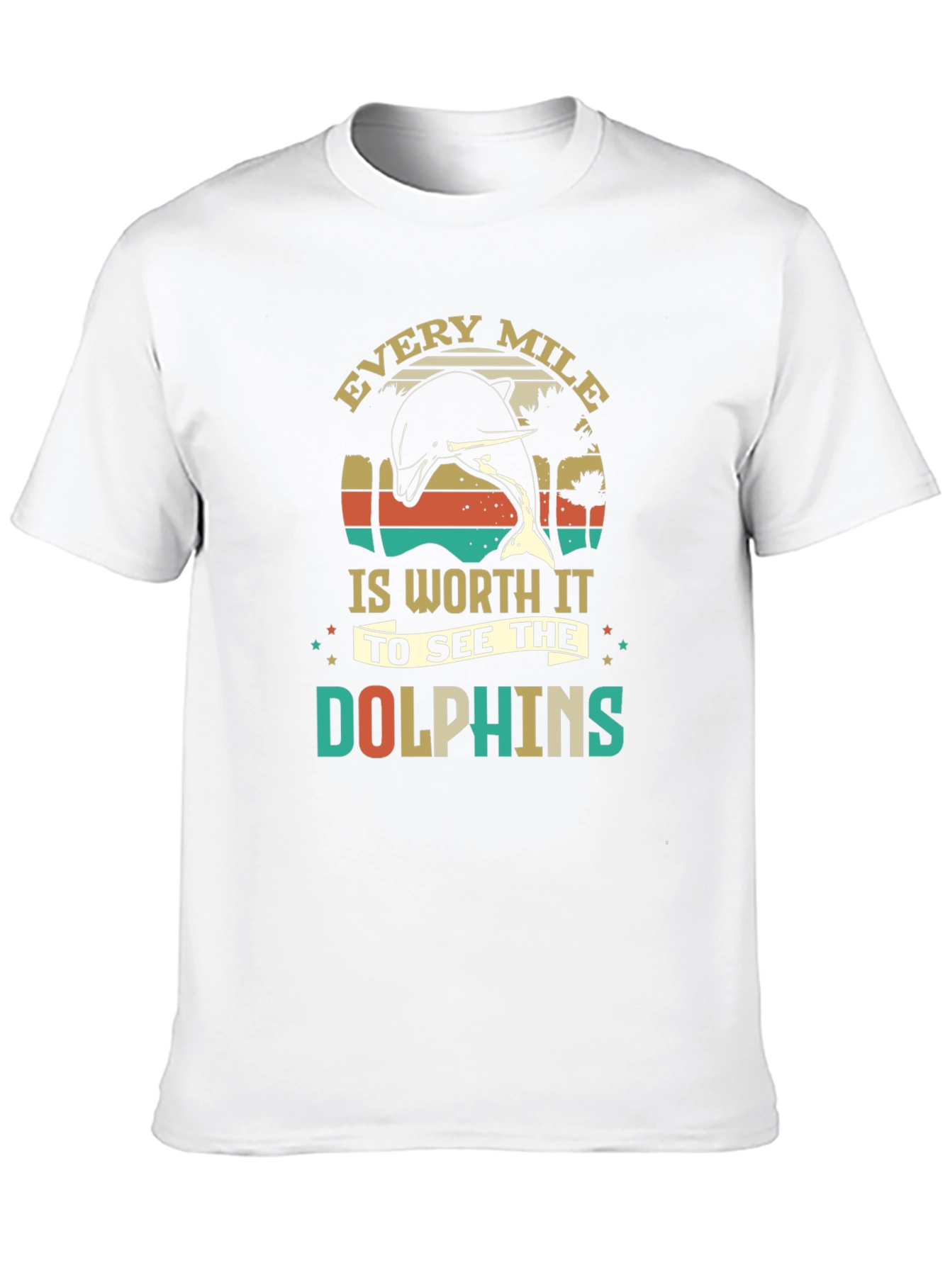 Camiseta Negra con Diseño de Delfines Retro