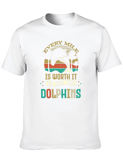 Camiseta Negra con Diseño de Delfines Retro