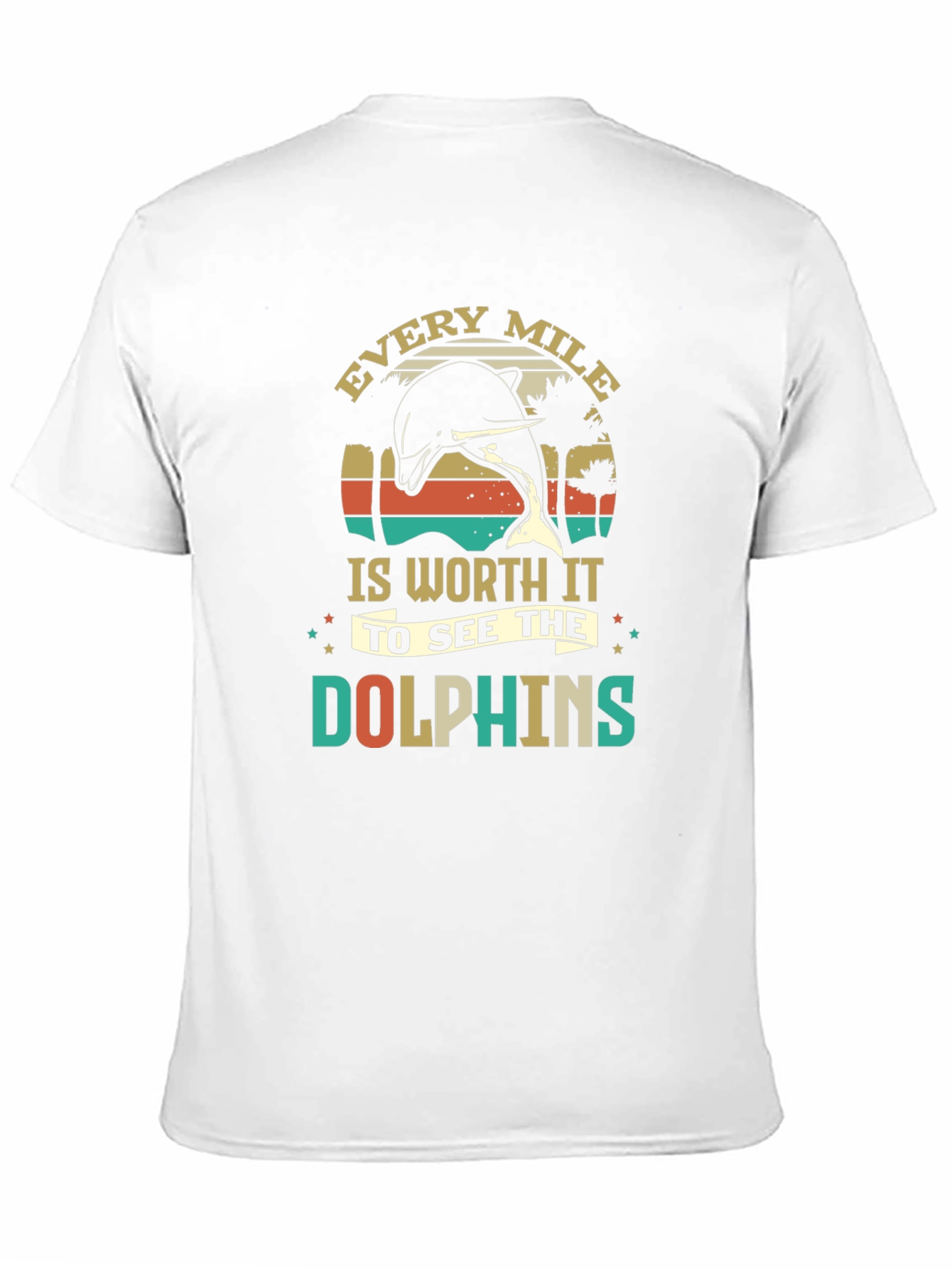 Camiseta Negra con Diseño de Delfines Retro