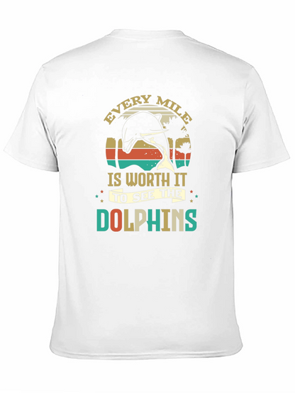 Camiseta Negra con Diseño de Delfines Retro