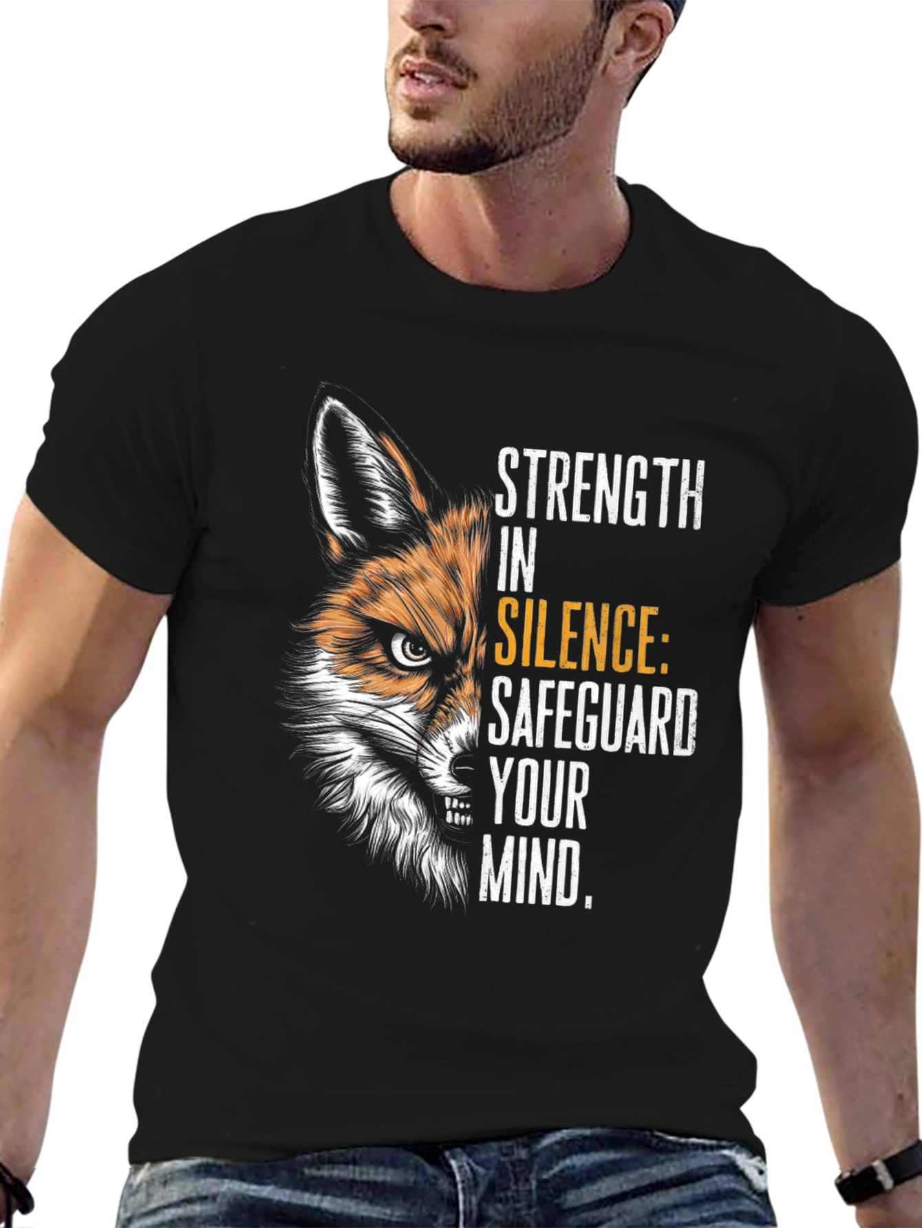 Camiseta Negra Fox: Fuerza en el Silencio
