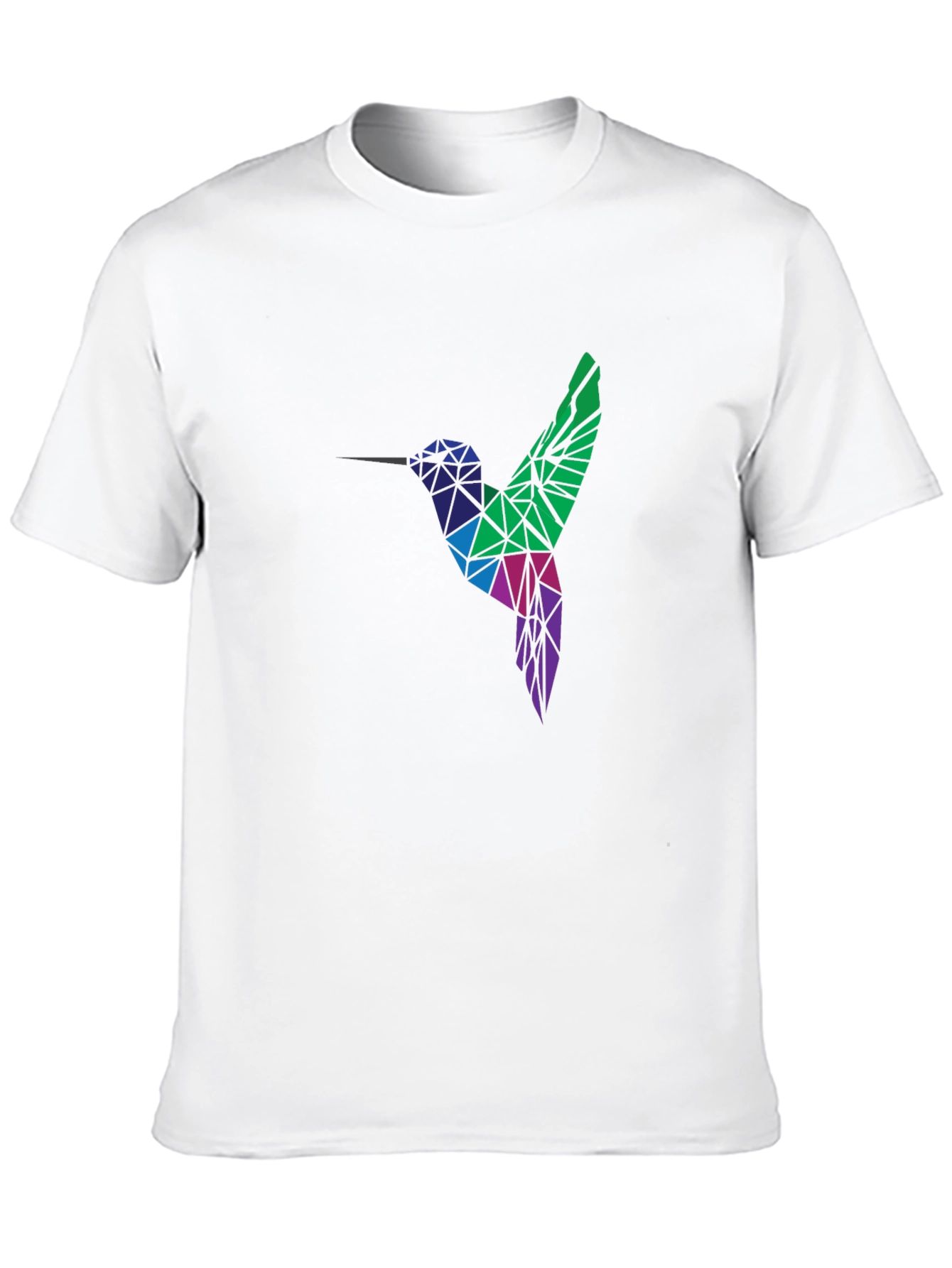 Camiseta Negra Hombre Diseño Colibrí Geométrico