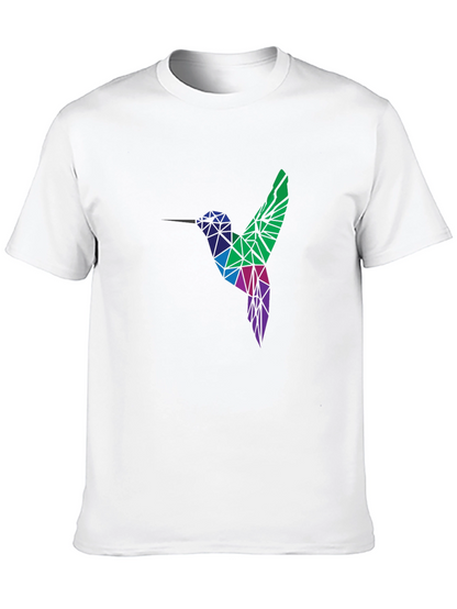 Camiseta Negra Hombre Diseño Colibrí Geométrico