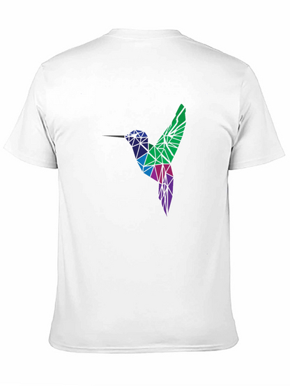 Camiseta Negra Hombre Diseño Colibrí Geométrico
