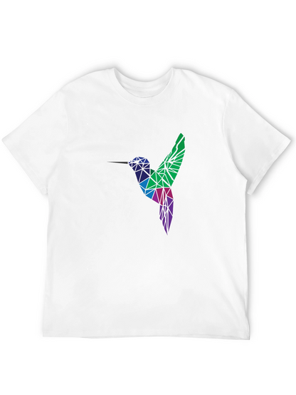 Camiseta Negra Hombre Diseño Colibrí Geométrico