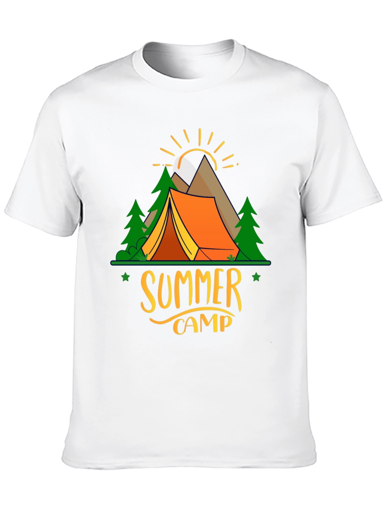 Camiseta Negra Estampada Campamento de Verano