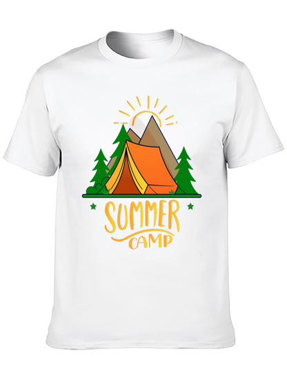 Camiseta Negra Estampada Campamento de Verano
