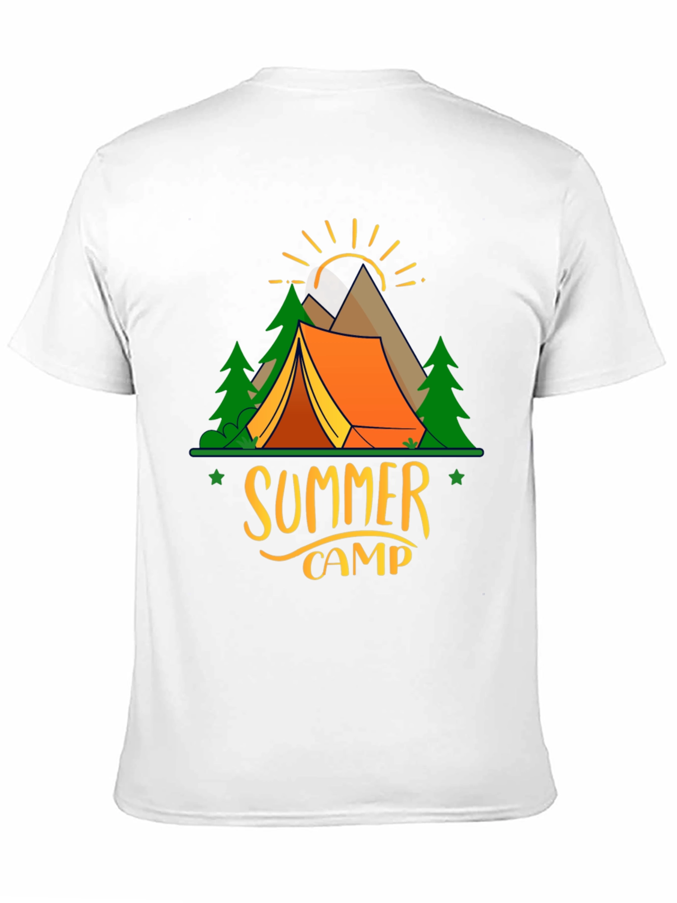 Camiseta Negra Estampada Campamento de Verano