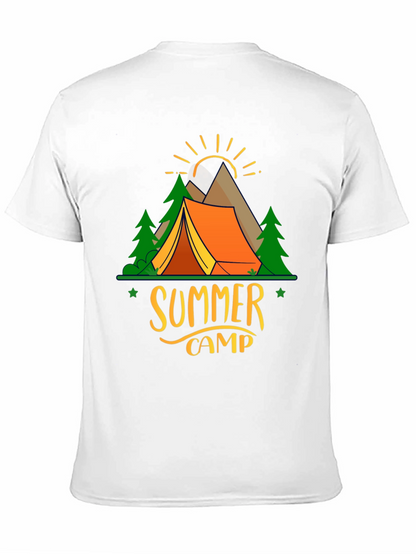 Camiseta Negra Estampada Campamento de Verano