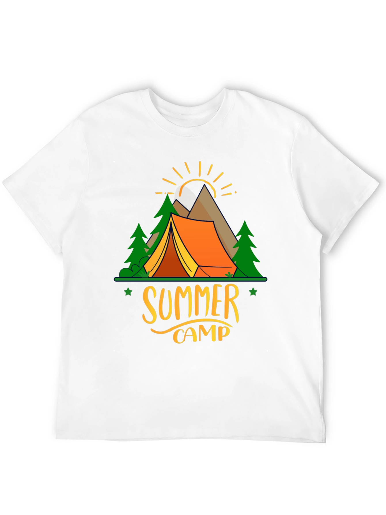 Camiseta Negra Estampada Campamento de Verano
