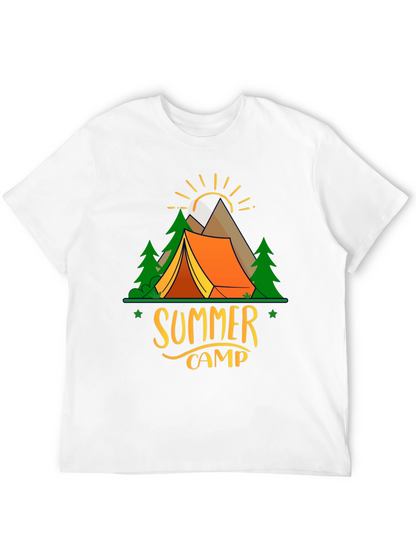 Camiseta Negra Estampada Campamento de Verano