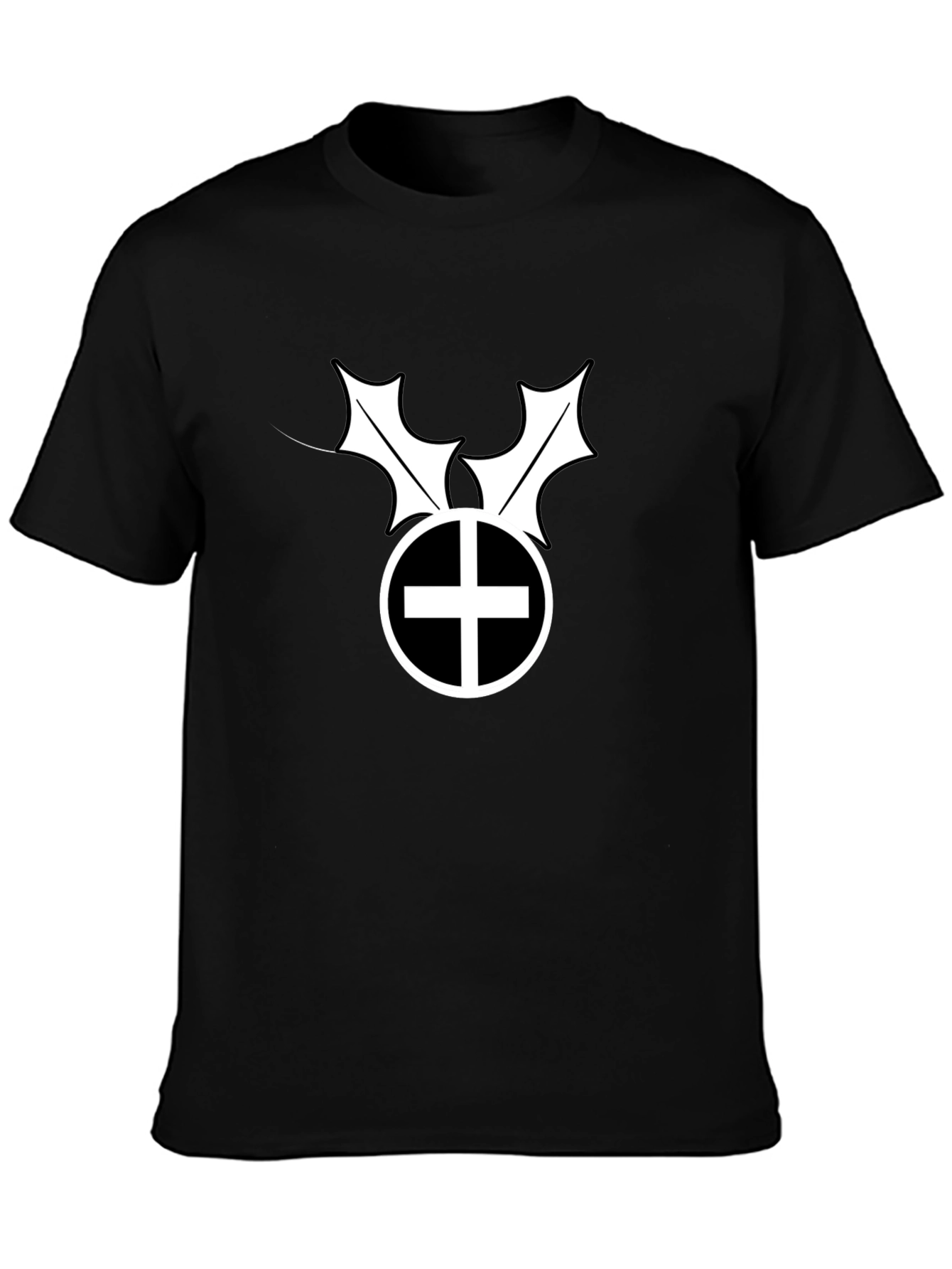 Camiseta Negra con Estampado Gráfico Circular