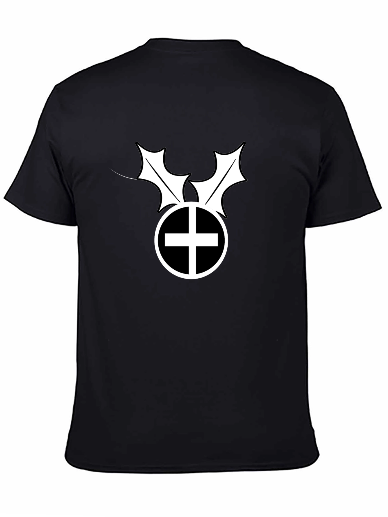 Camiseta Negra con Estampado Gráfico Circular