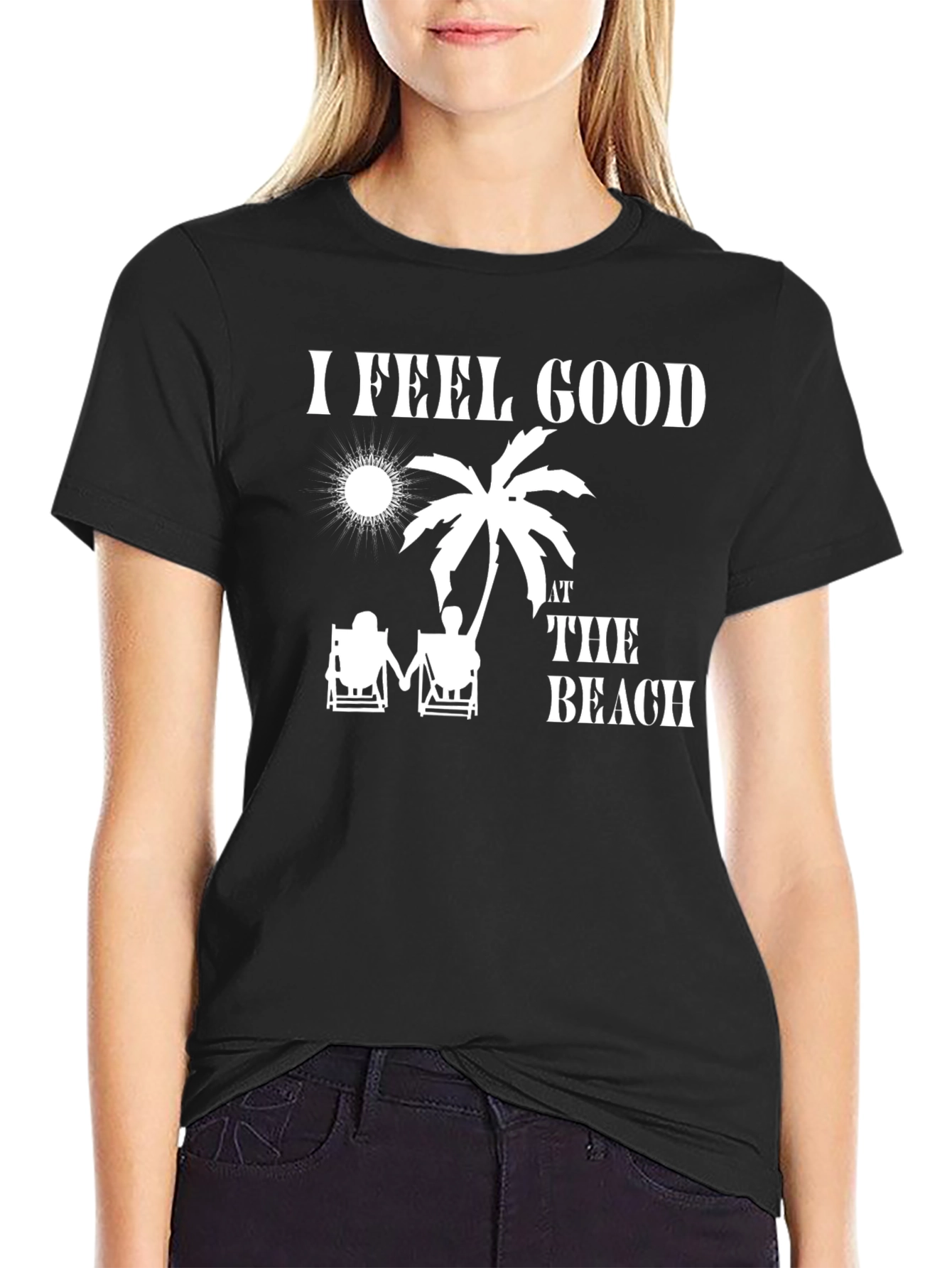 Camiseta Negra I Feel Good At The Beach