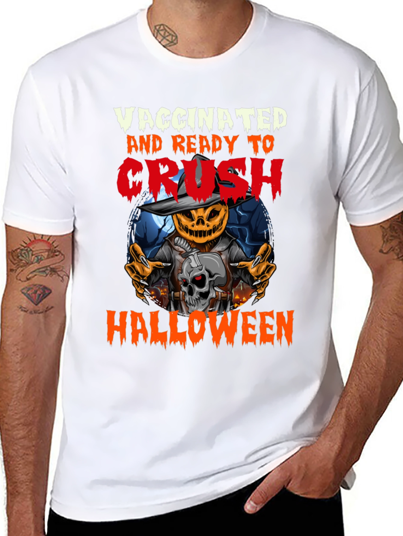Camiseta Halloween Vacunado y Listo para Aplastar