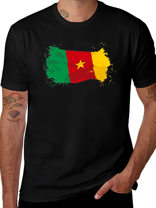 Camiseta Negra Bandera Camerún con Estrella