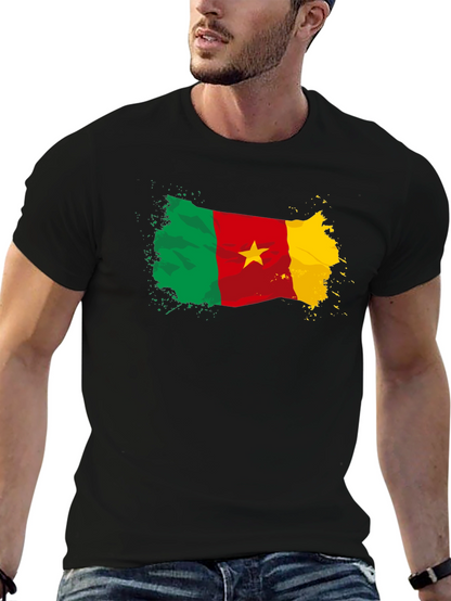 Camiseta Negra Bandera Camerún con Estrella