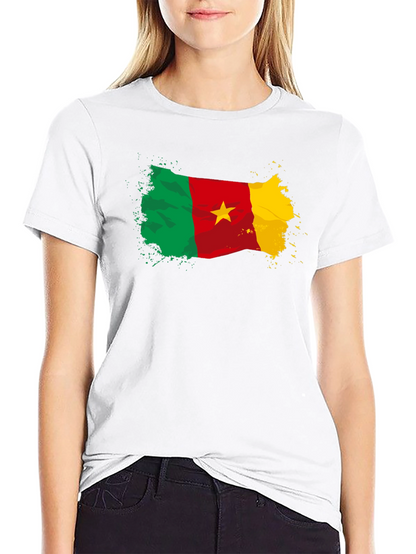 Camiseta Negra Bandera Camerún con Estrella