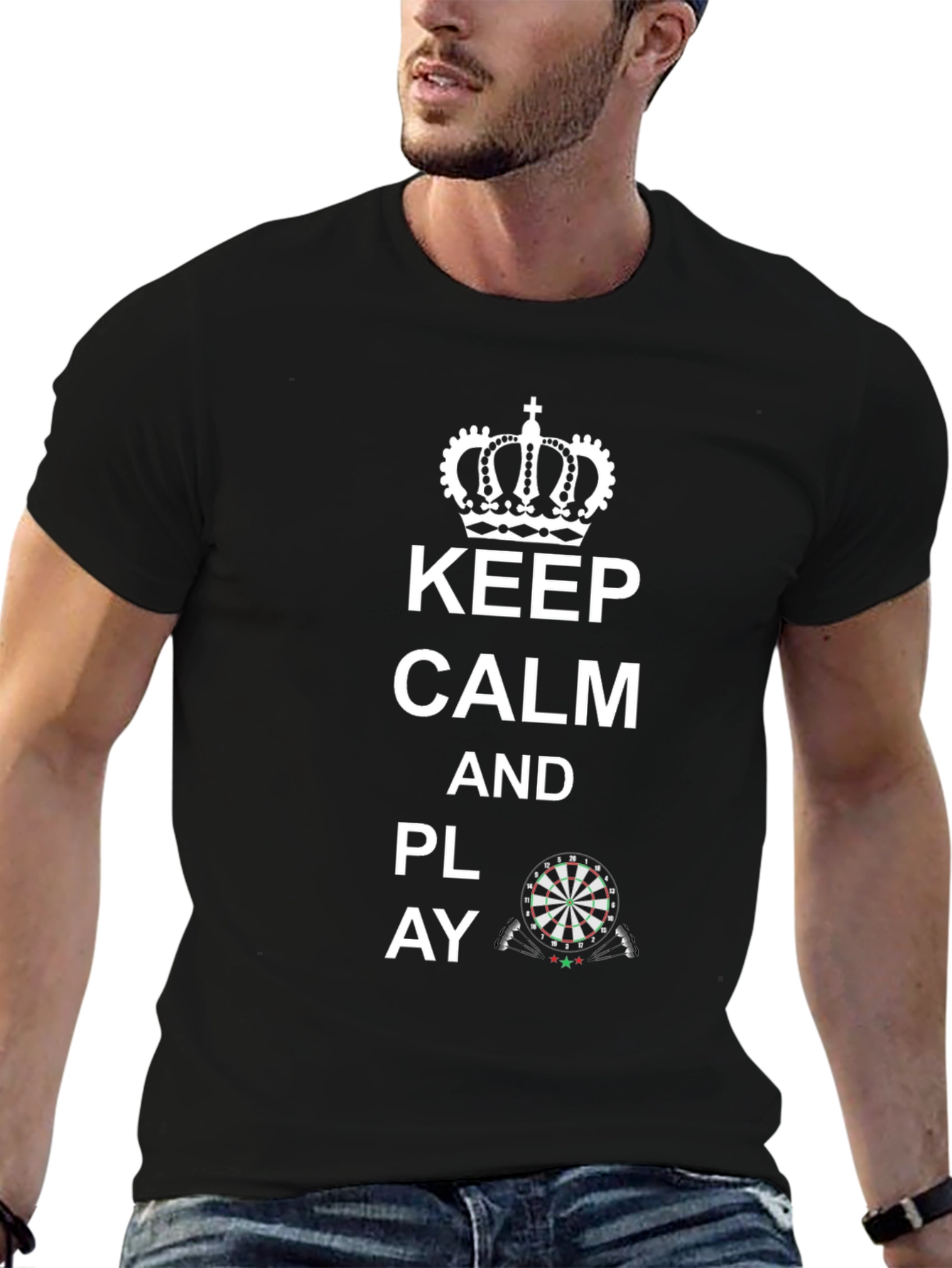 Camiseta Negra: Keep Calm and Play Darts