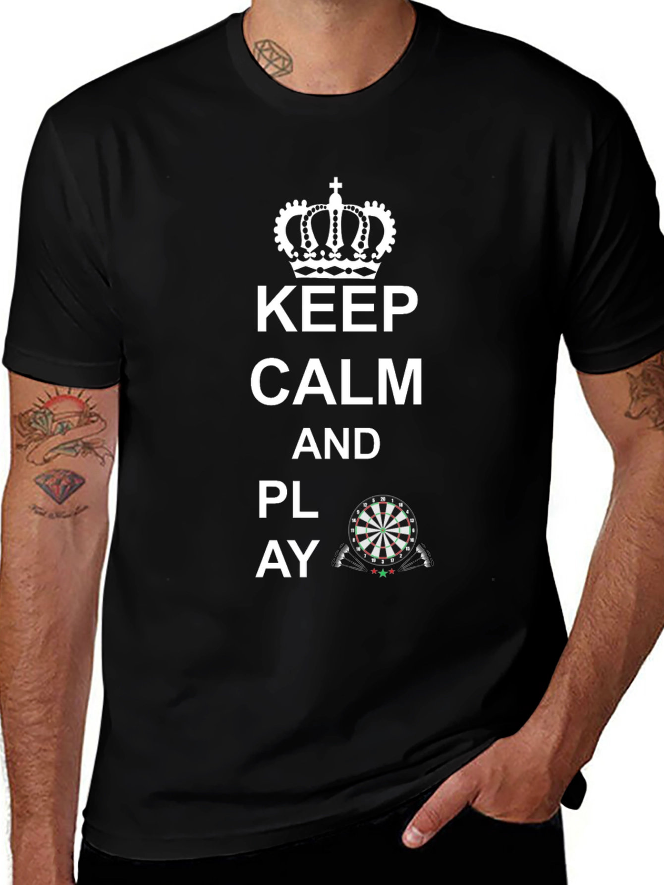 Camiseta Negra: Keep Calm and Play Darts