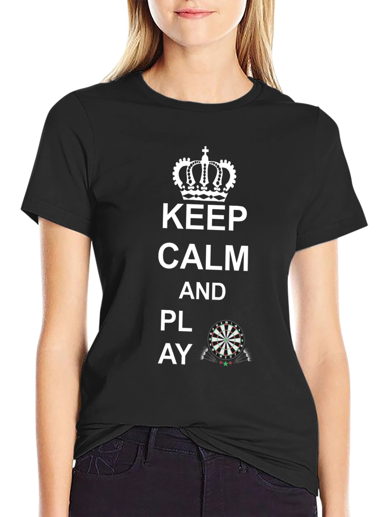 Camiseta Negra: Keep Calm and Play Darts