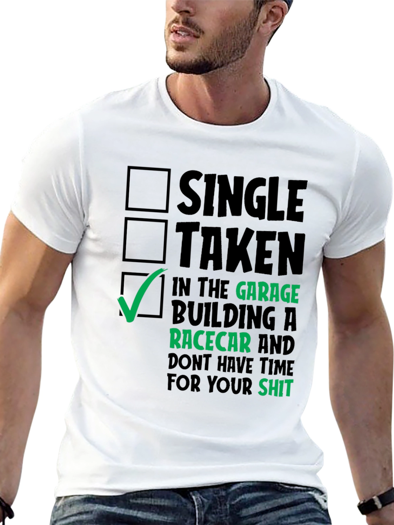 Camiseta Hombre: Garage Construcción Coche de Carreras